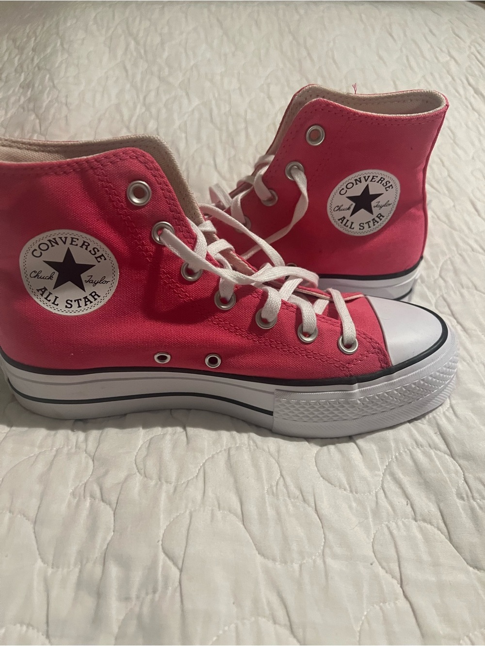 Converse High Top Sneakers in Bright Coral Pink